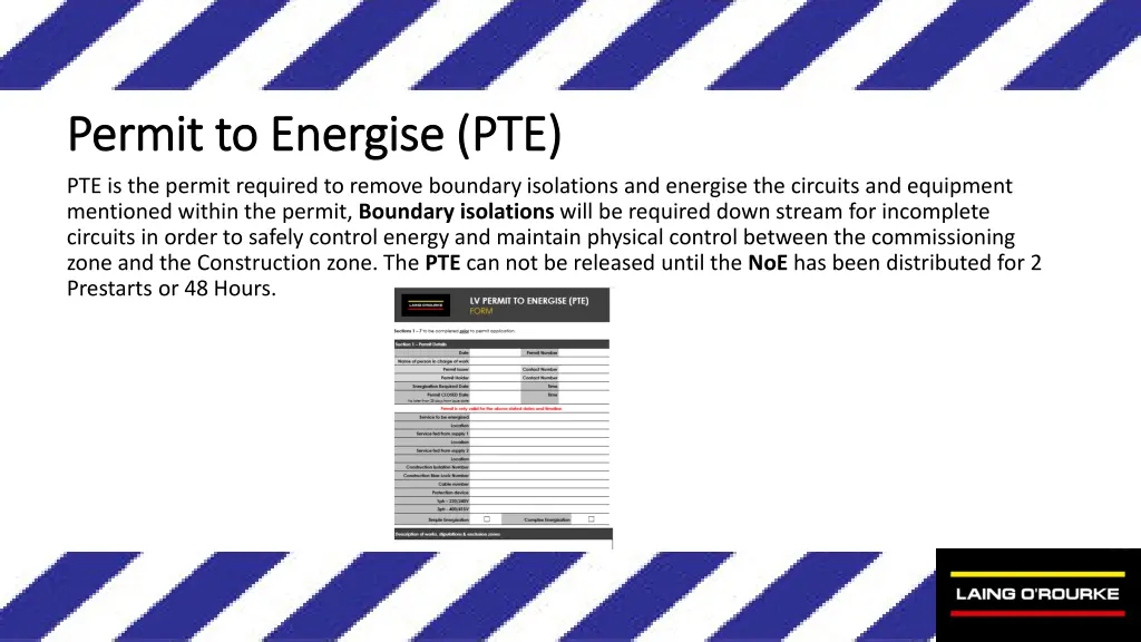 permit to energise pte permit to energise