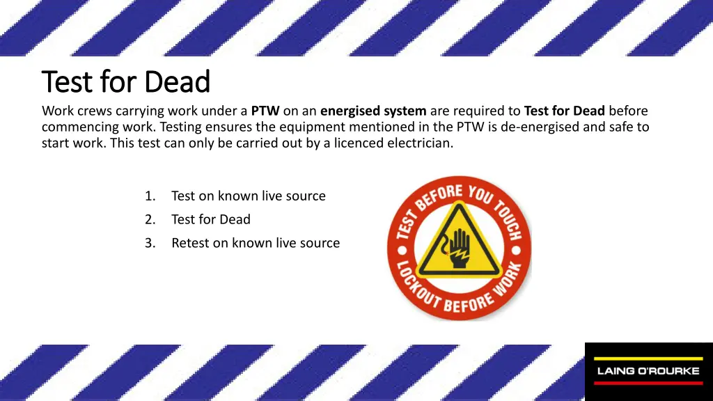 test for dead test for dead work crews carrying