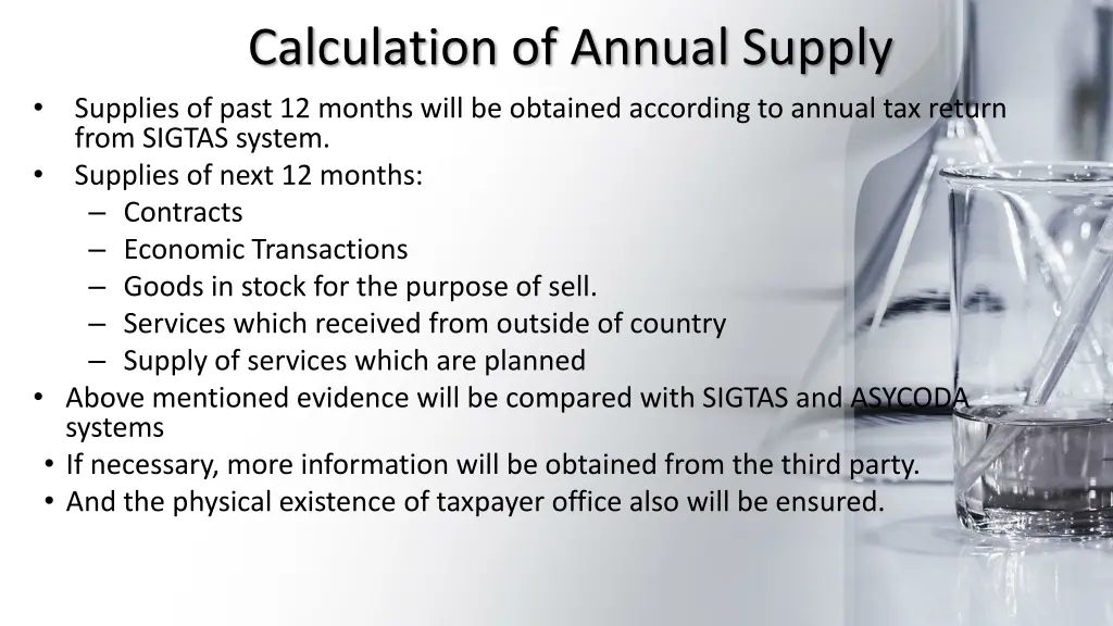 calculation of annual supply