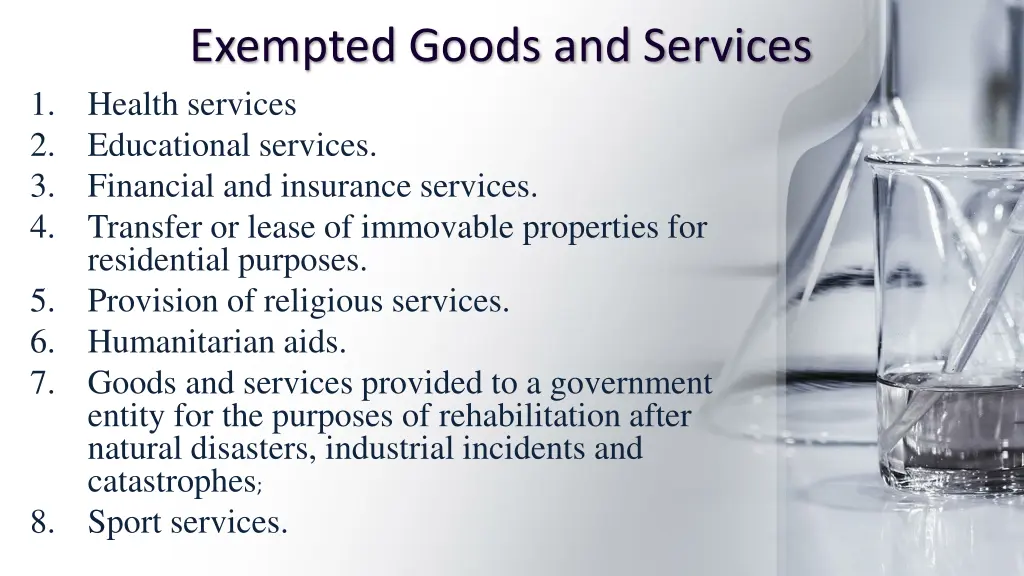 exempted goods and services health services