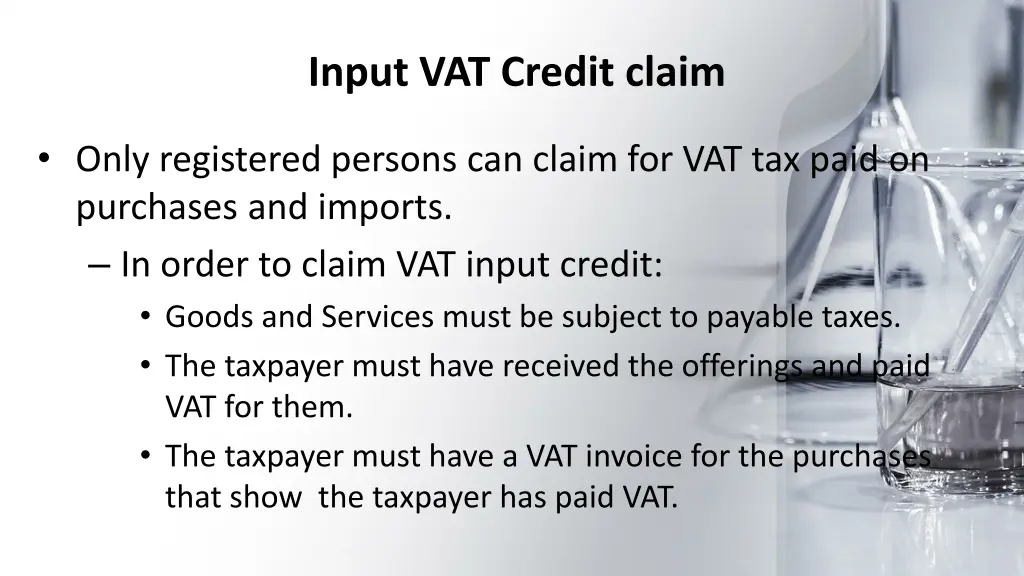 input vat credit claim