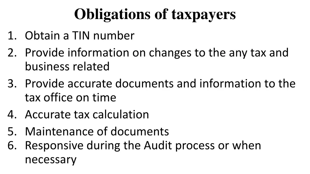 obligations of taxpayers