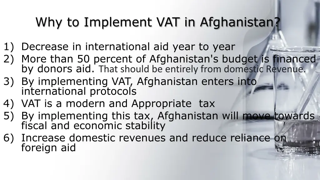 why to implement vat in afghanistan