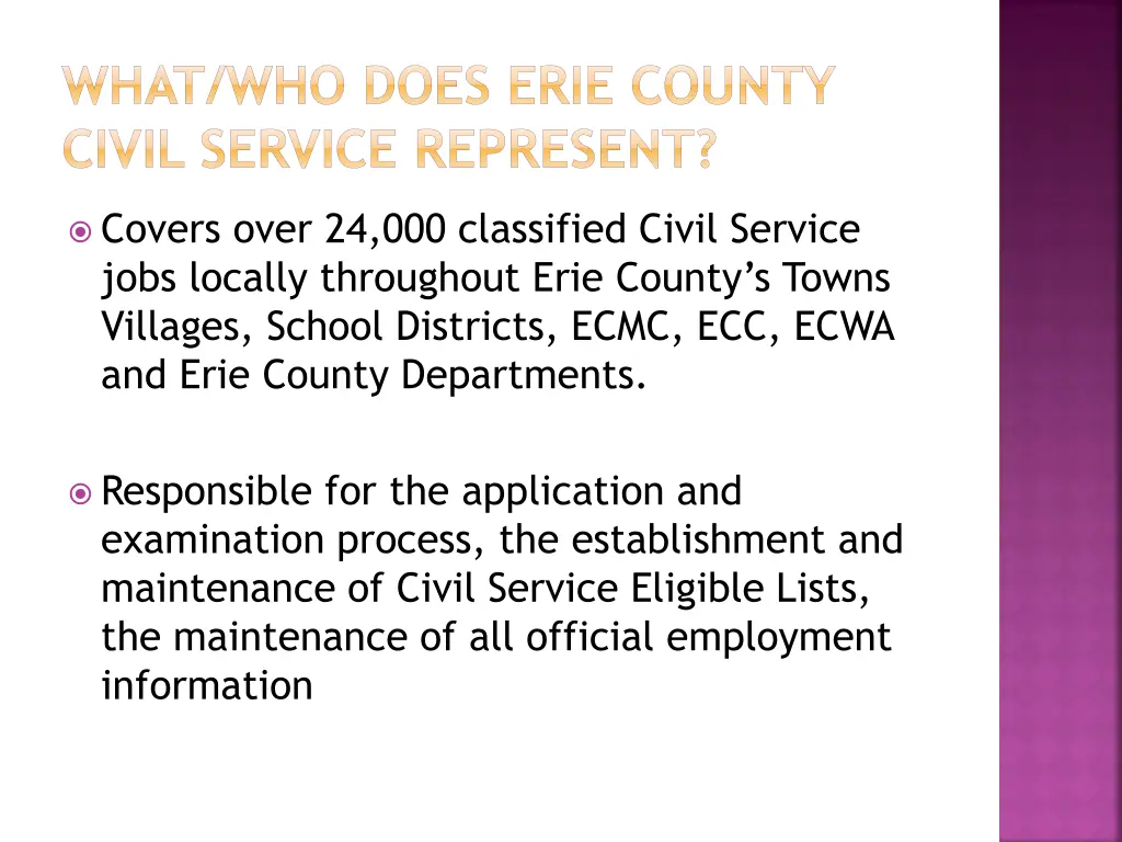 what who does erie county civil service represent