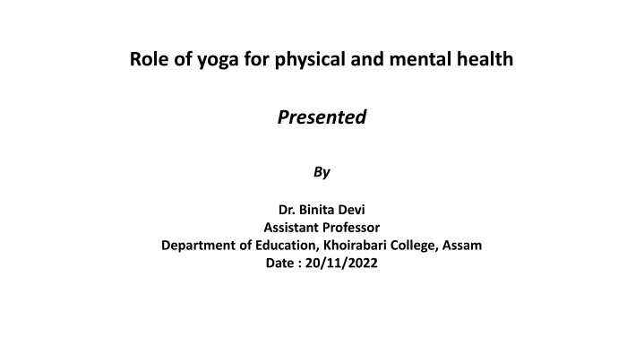 role of yoga for physical and mental health