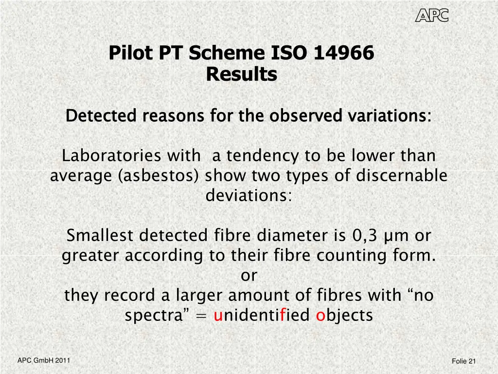 pilot pt scheme iso 14966 results 2