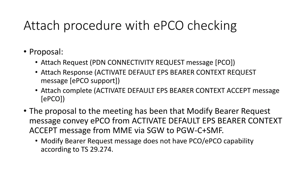 attach procedure with epco checking