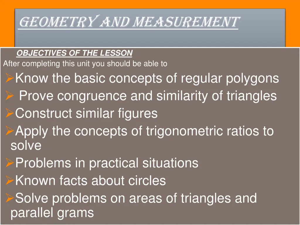 geometry and measurement