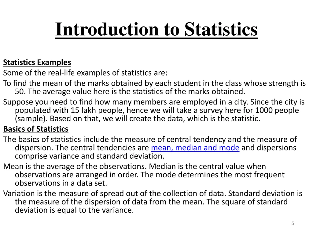 introduction to statistics 1