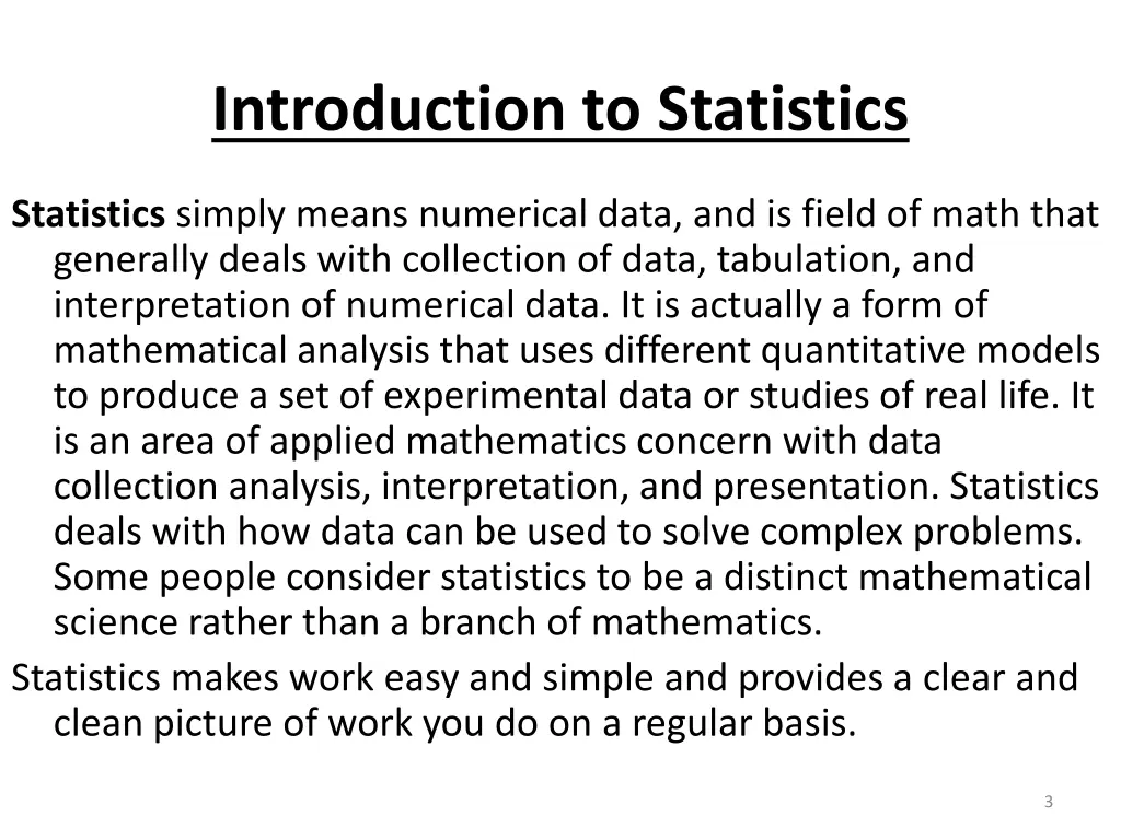 introduction to statistics