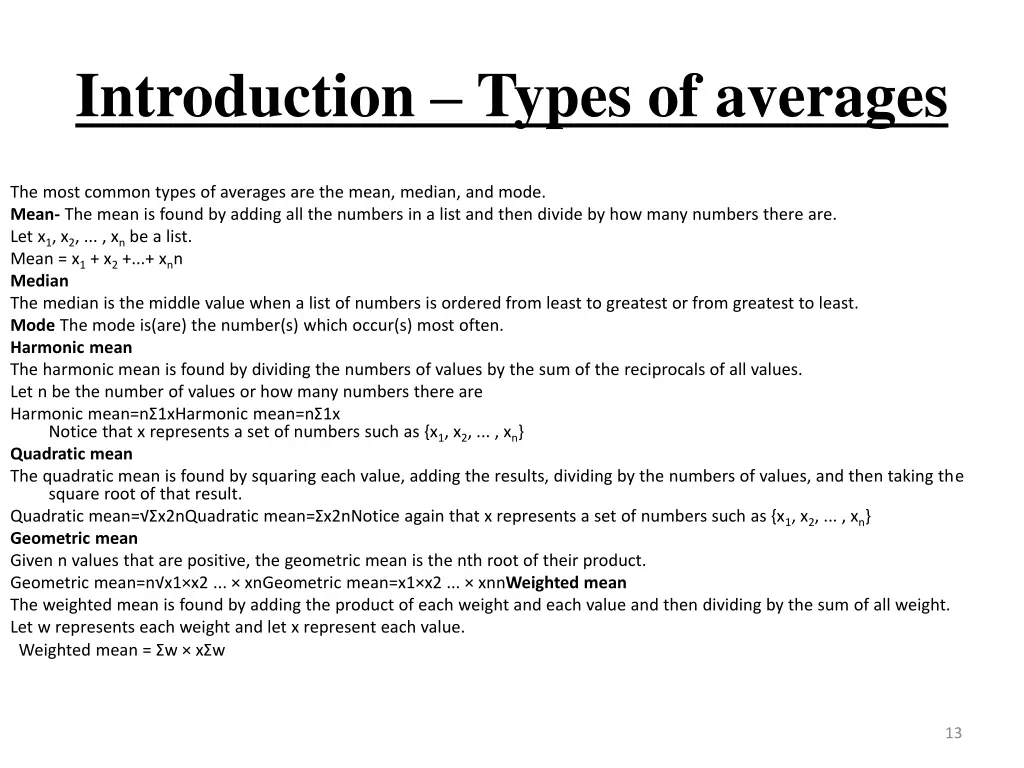 introduction types of averages