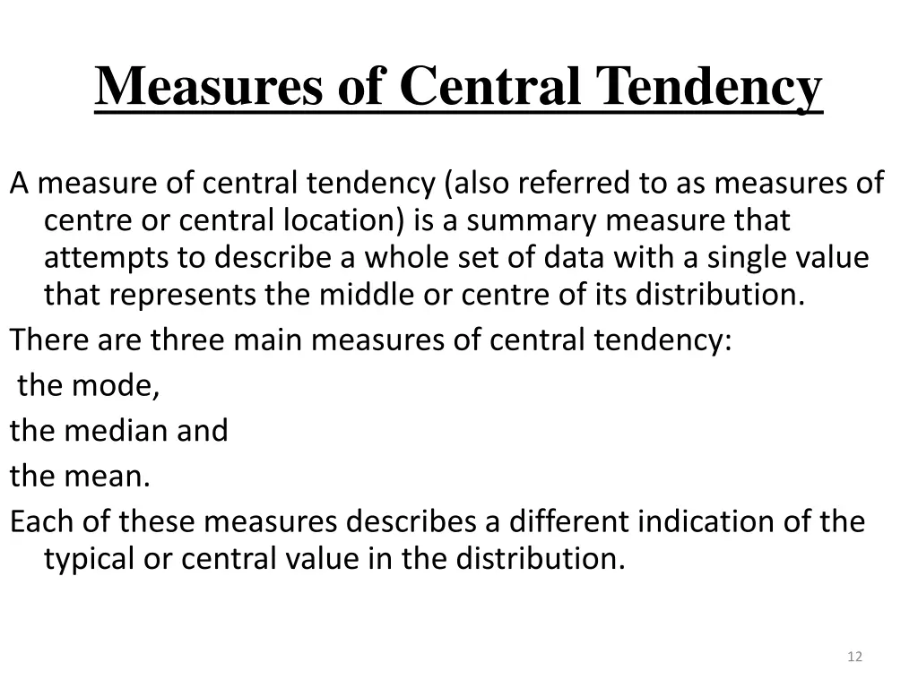 measures of central tendency