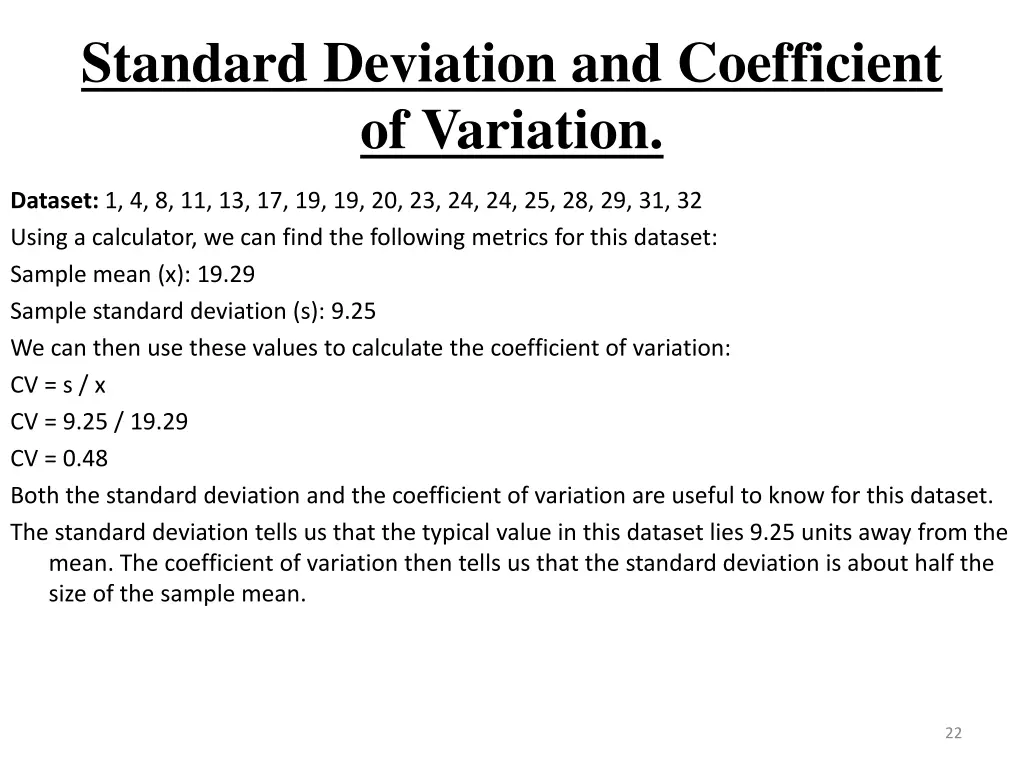 standard deviation and coefficient of variation 1