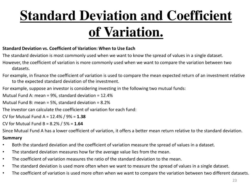 standard deviation and coefficient of variation 2