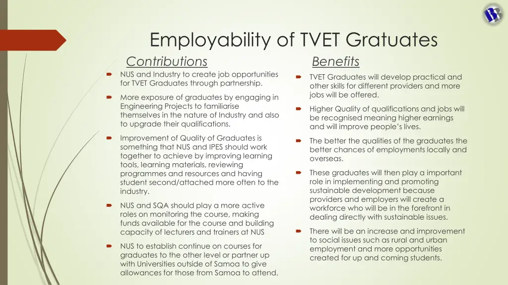 employability of tvet gratuates contributions