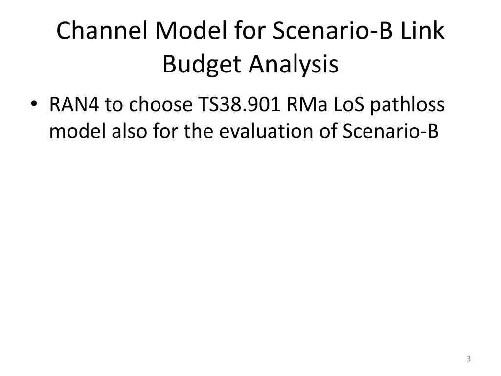 channel model for scenario b link budget analysis