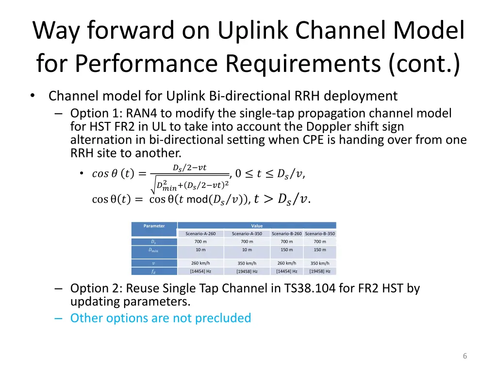 way forward on uplink channel model 1