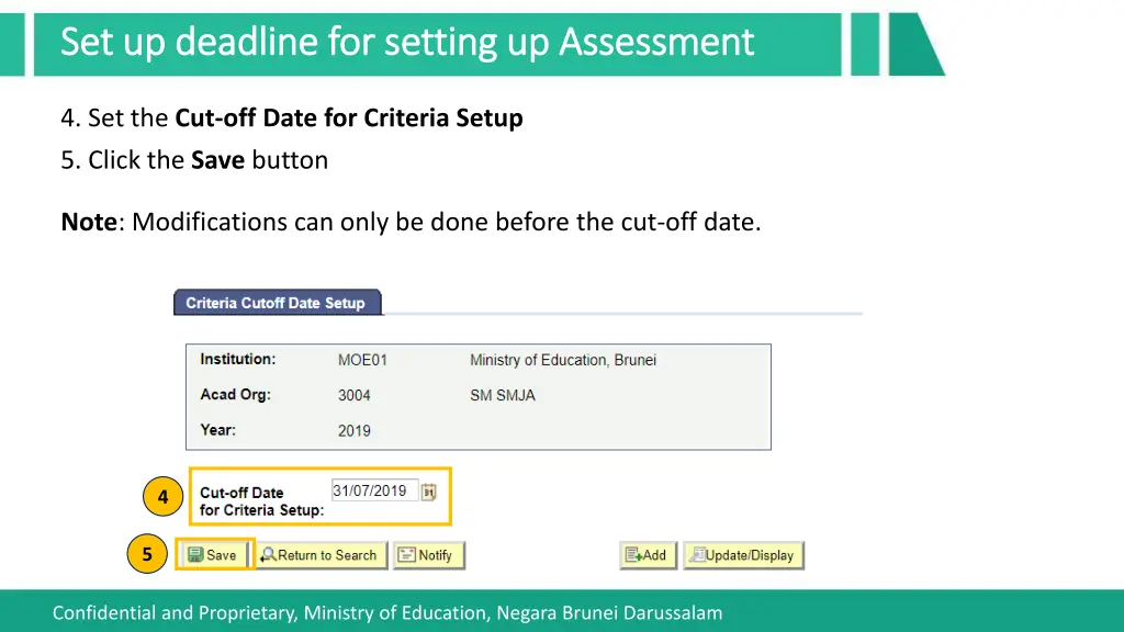 set up deadline for setting up assessment 1