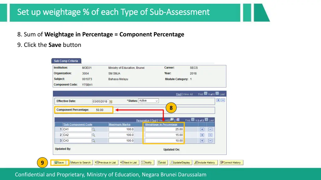 set up weightage of each type 2