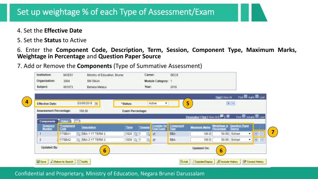 set up weightage of each type of assessment exam 1