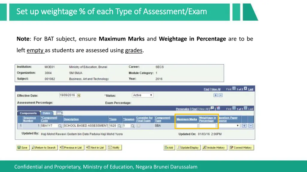 set up weightage of each type of assessment exam 5