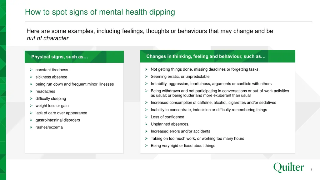 how to spot signs of mental health dipping