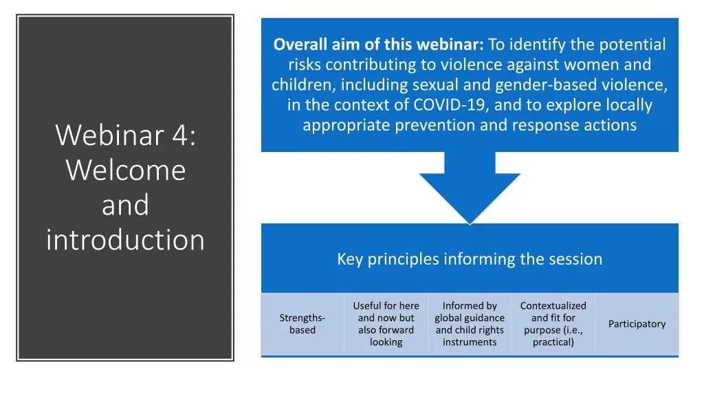 overall aim of this webinar to identify