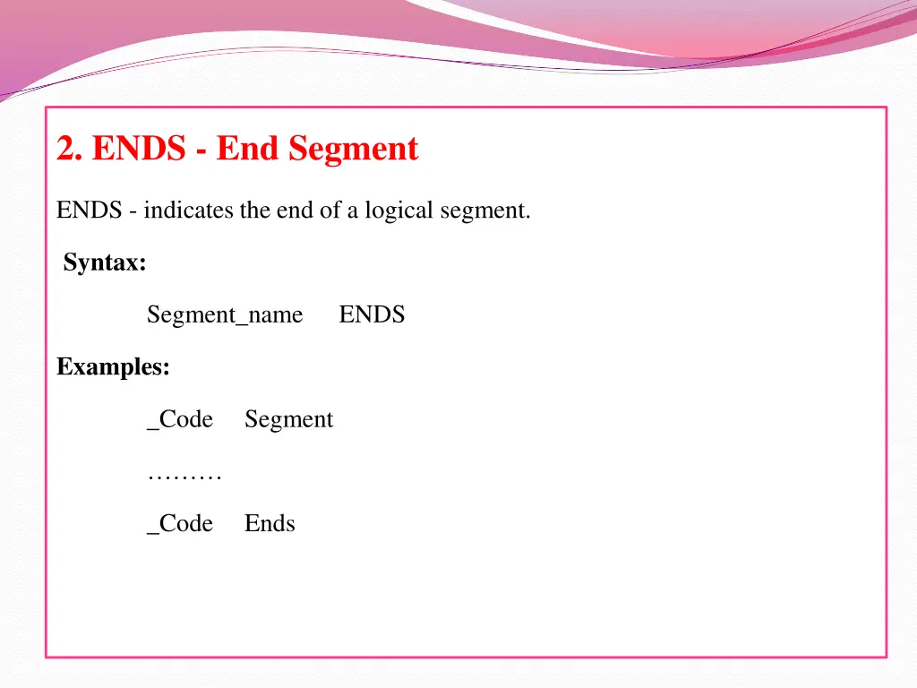 2 ends end segment