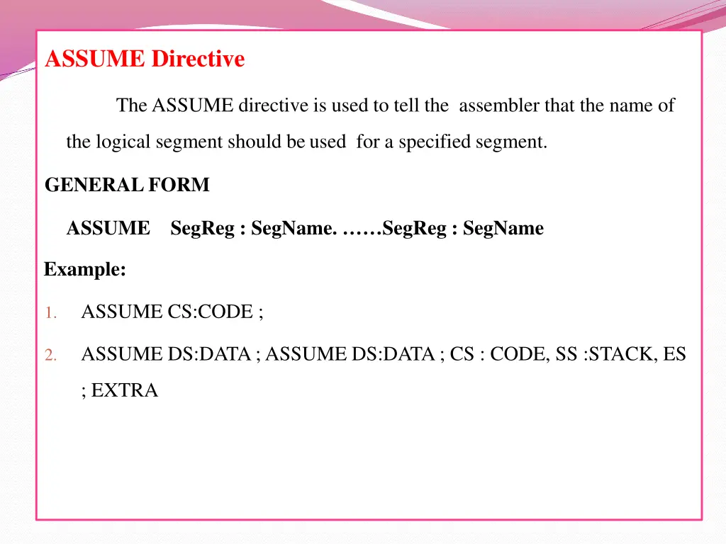 assume directive