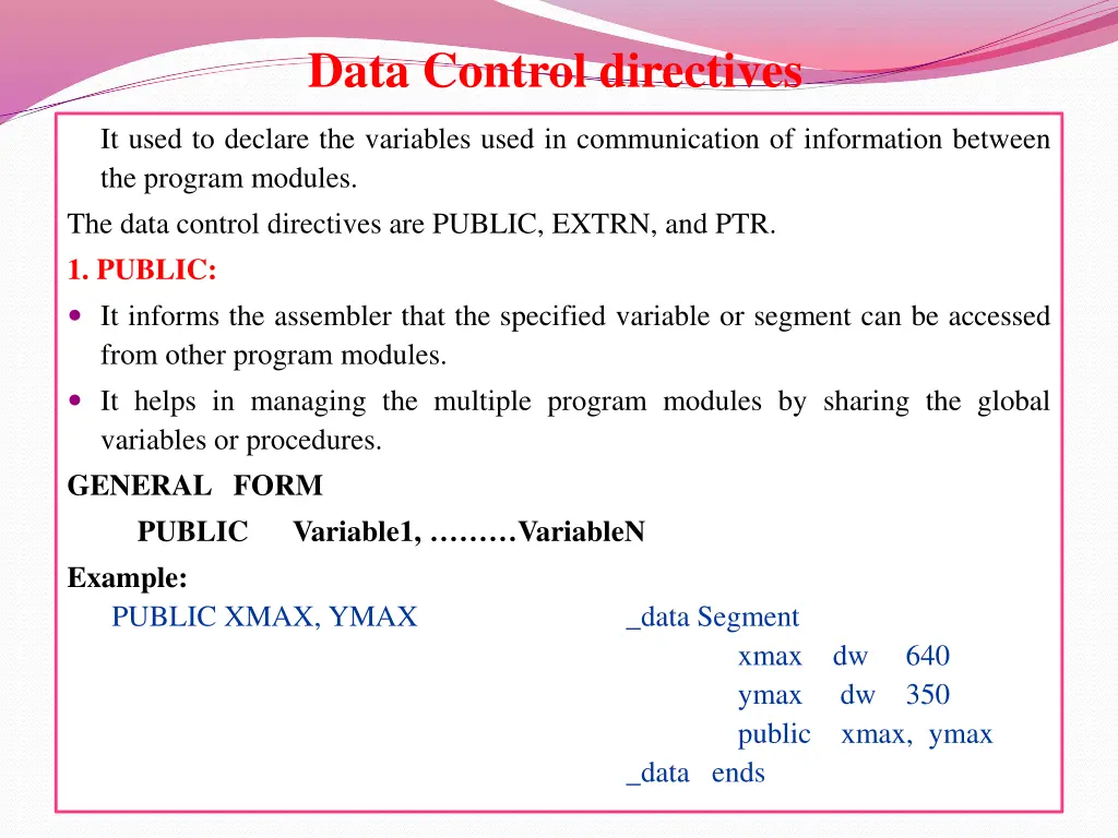 data control directives