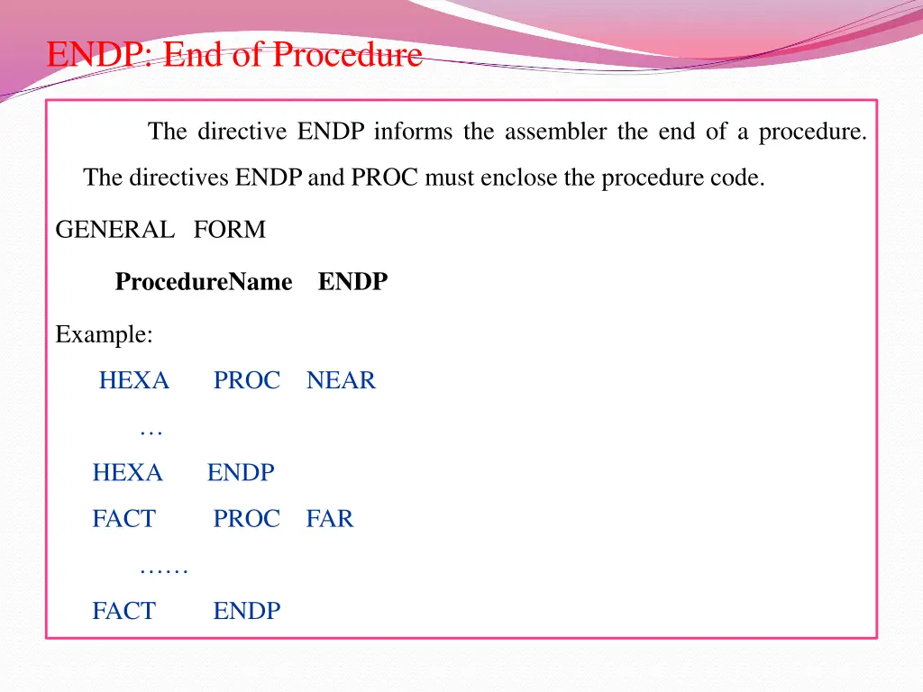 endp end of procedure