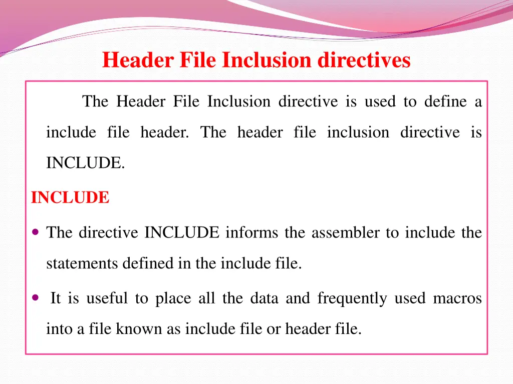 header file inclusion directives