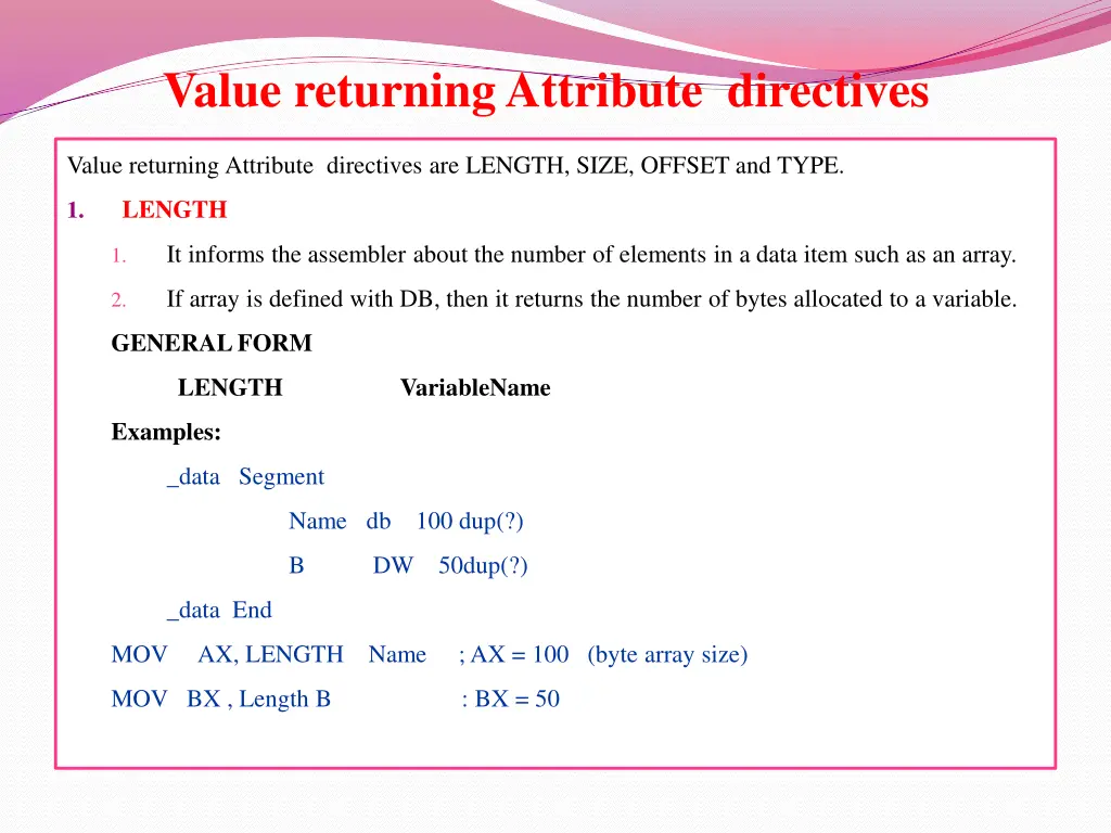 value returning attribute directives