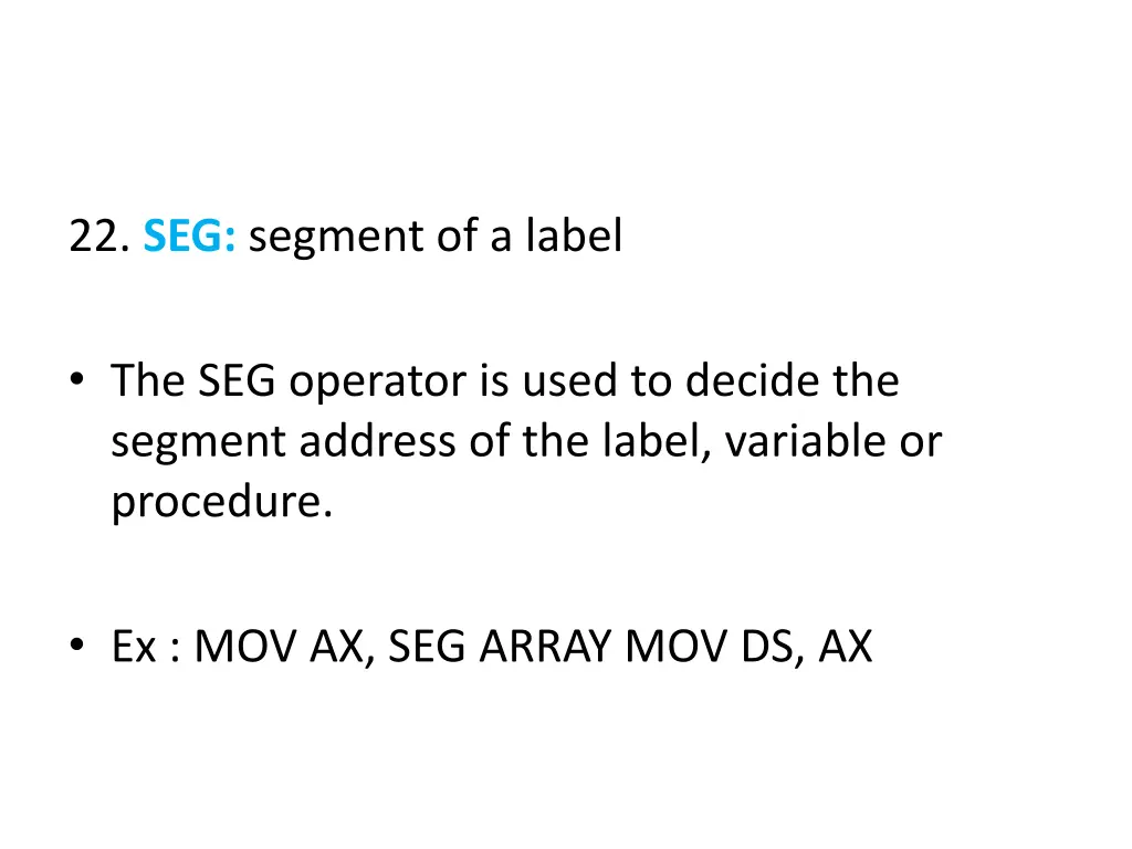 22 seg segment of a label