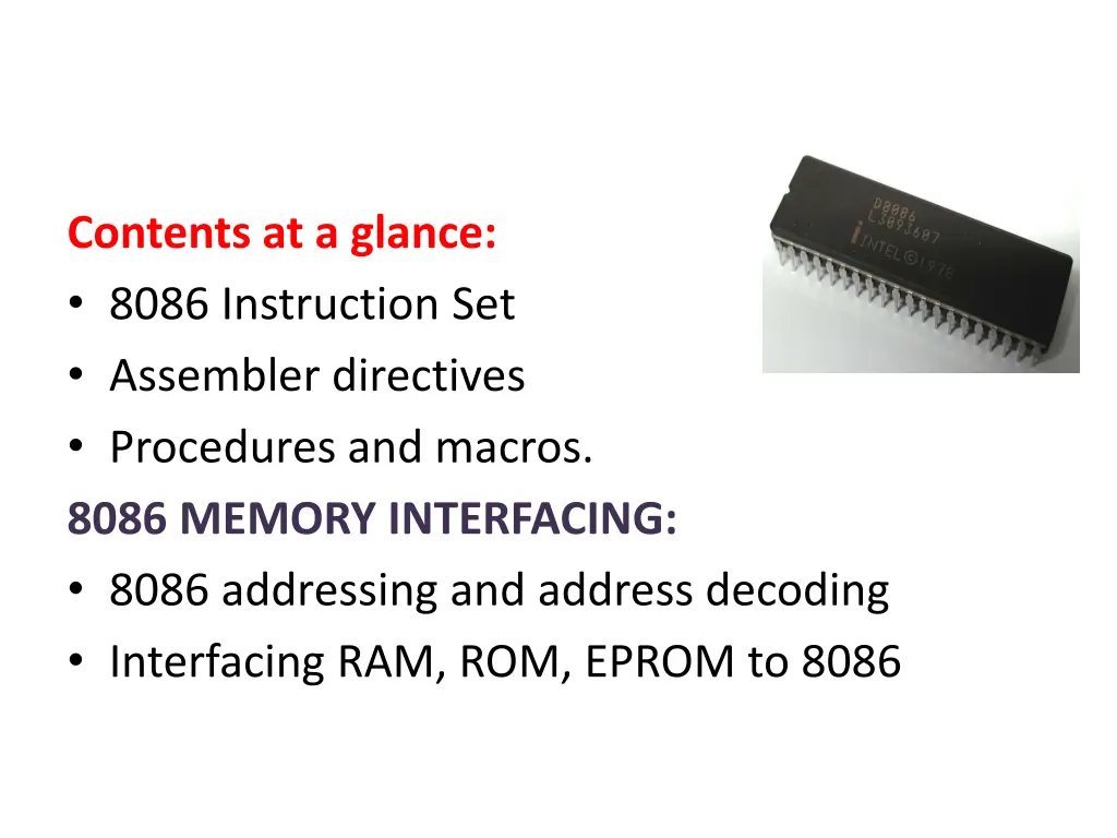 contents at a glance 8086 instruction