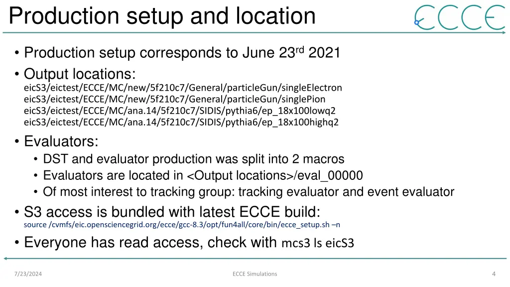 production setup and location