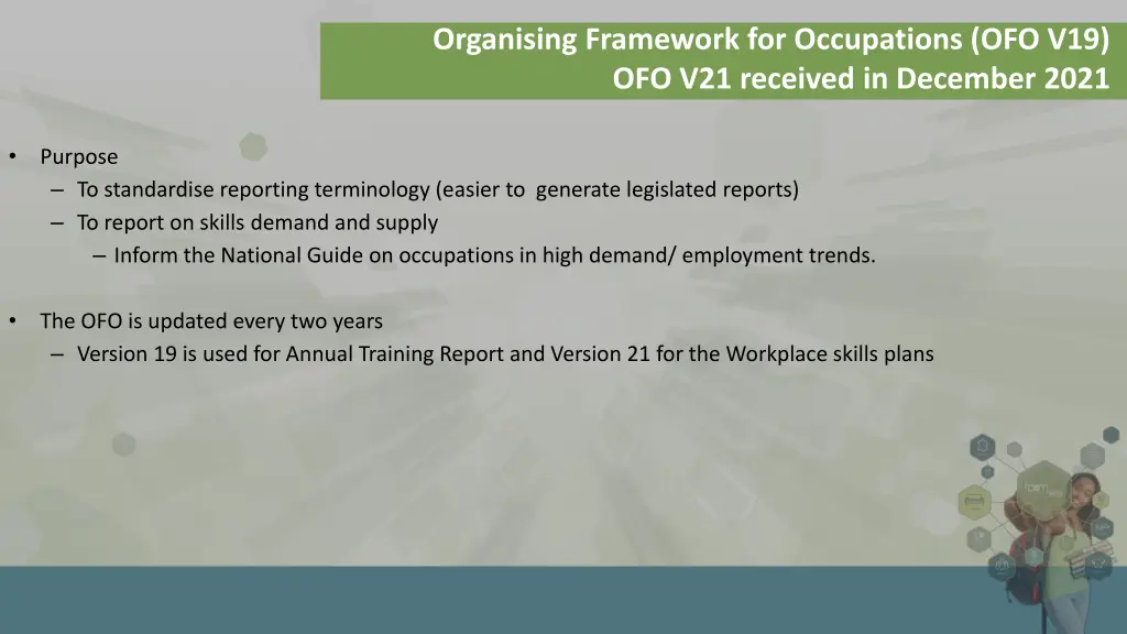 organising framework for occupations