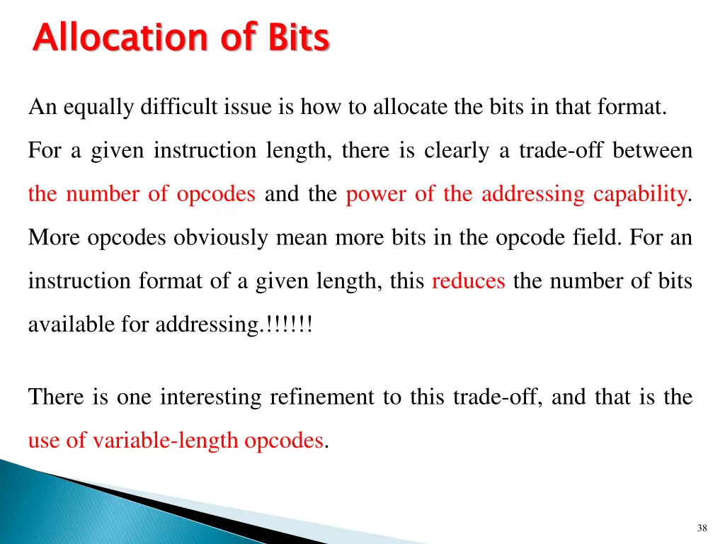 allocation of bits