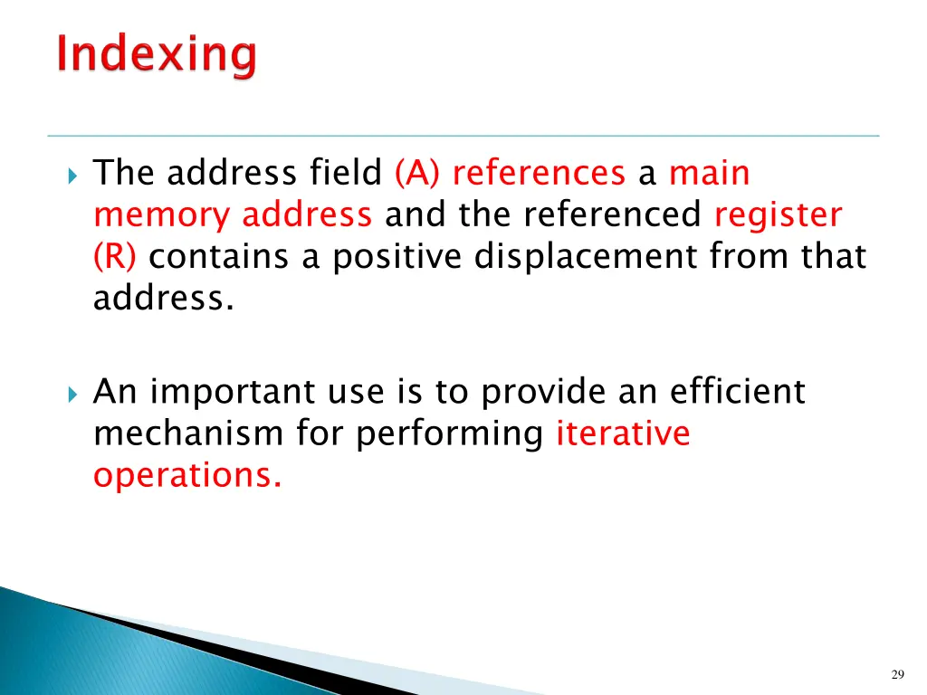 the address field a references a main memory