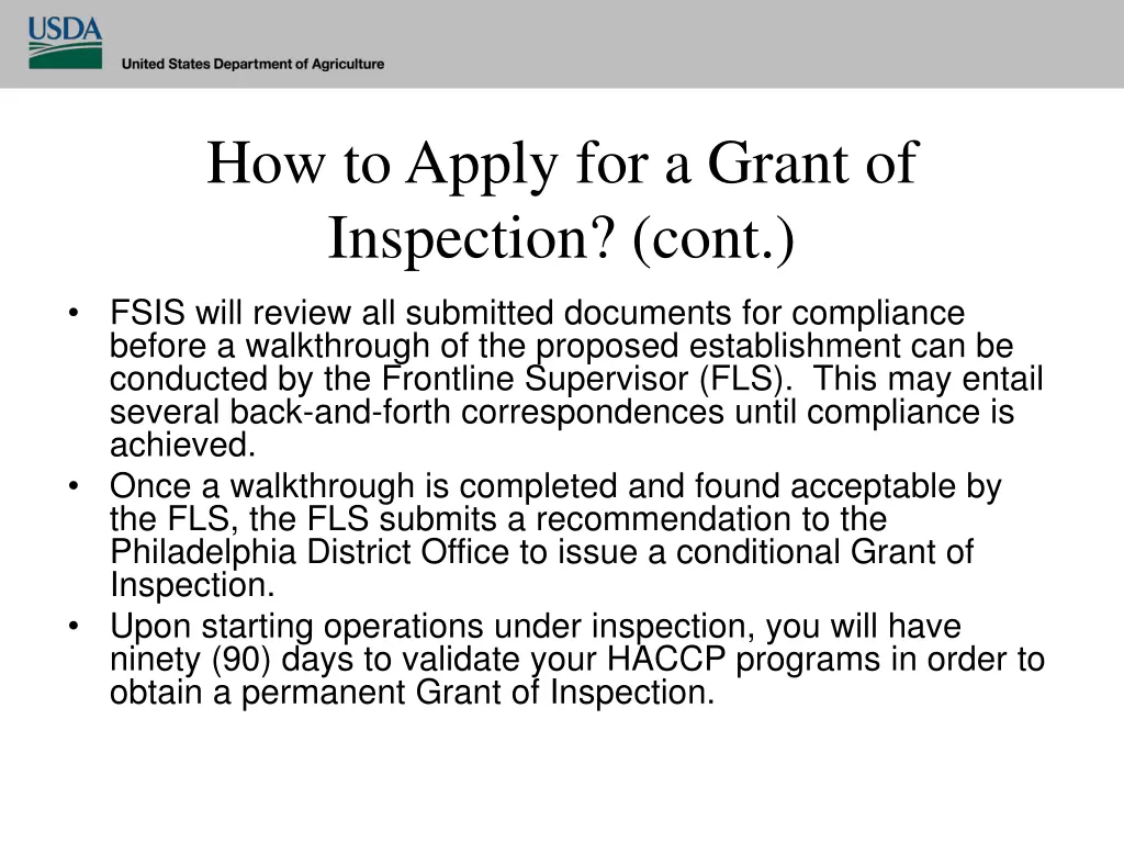 how to apply for a grant of inspection cont