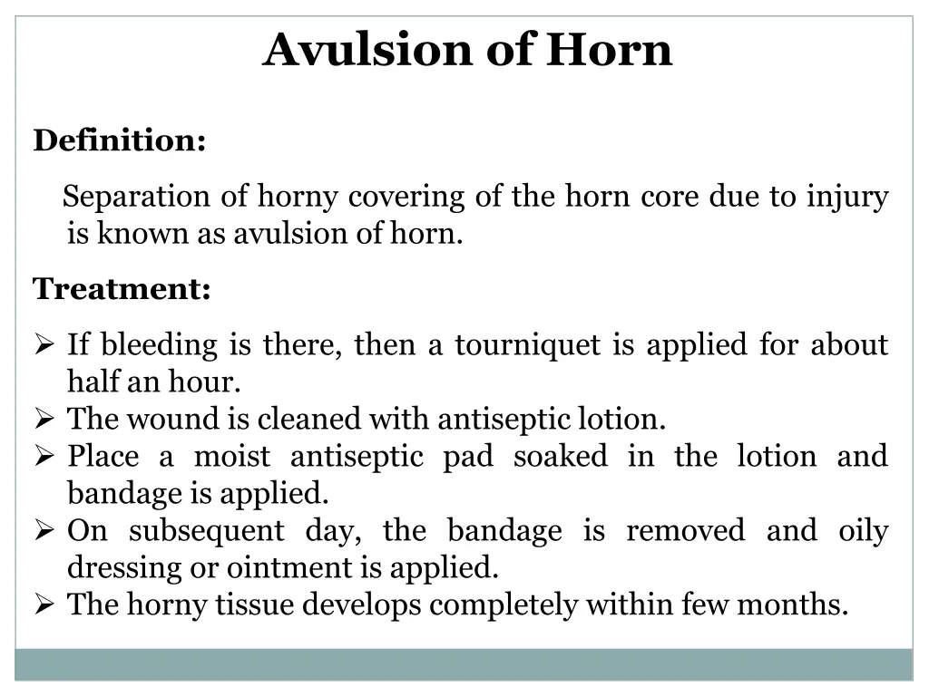 avulsion of horn