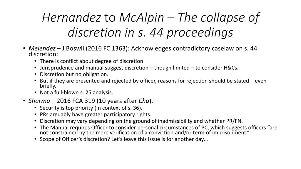 hernandez to mcalpin the collapse of discretion 1