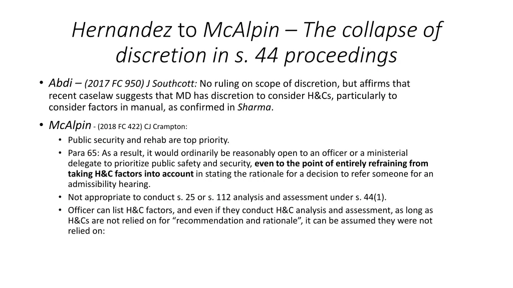 hernandez to mcalpin the collapse of discretion 2