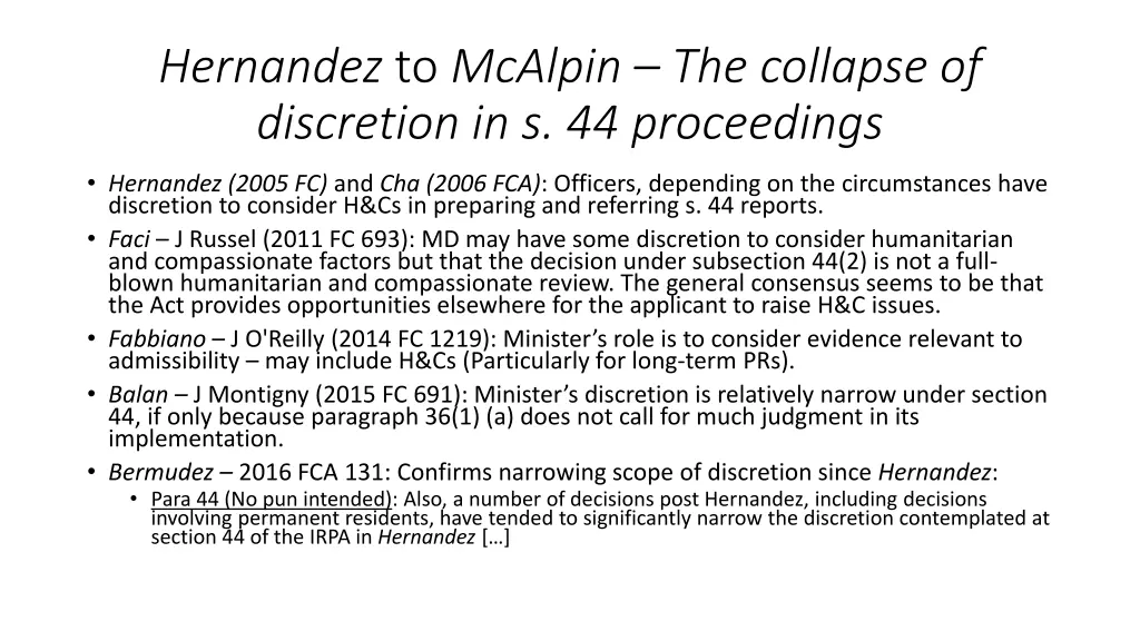 hernandez to mcalpin the collapse of discretion