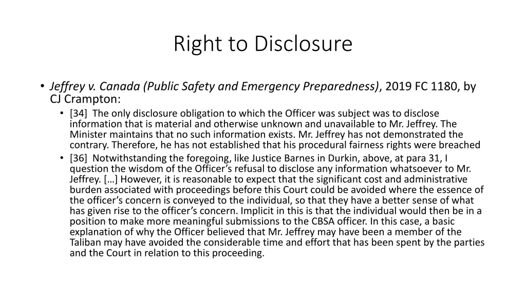 right to disclosure 2