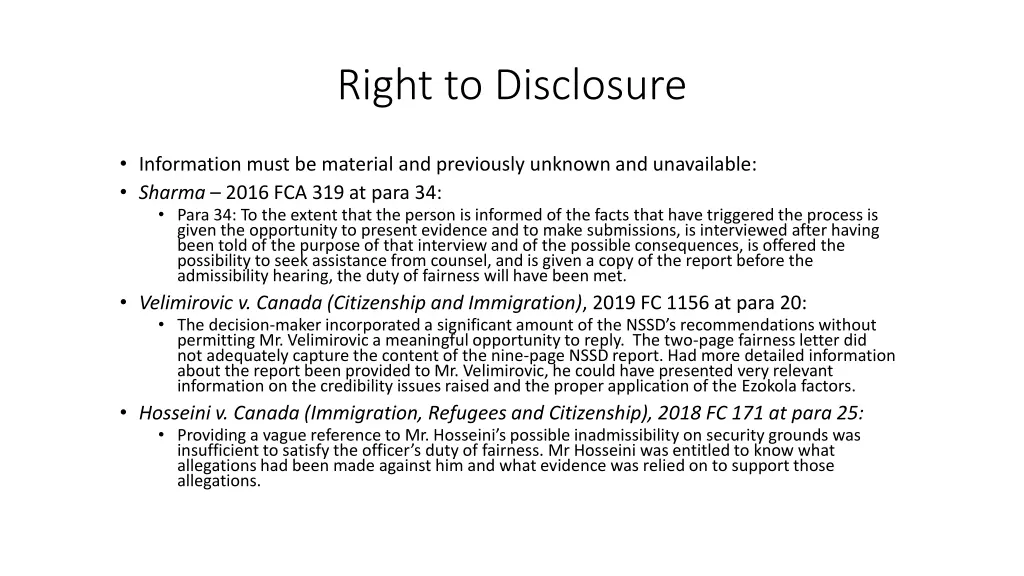 right to disclosure