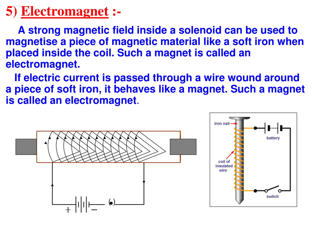 5 electromagnet a strong magnetic field inside