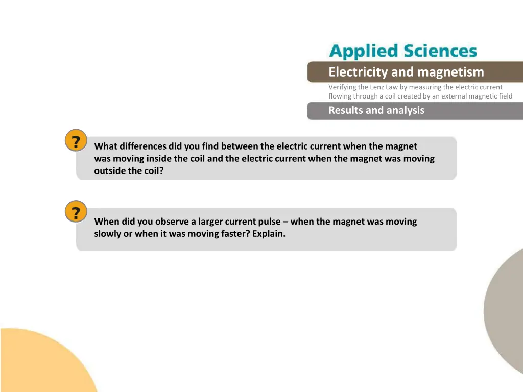 electricity and magnetism verifying the lenz 20