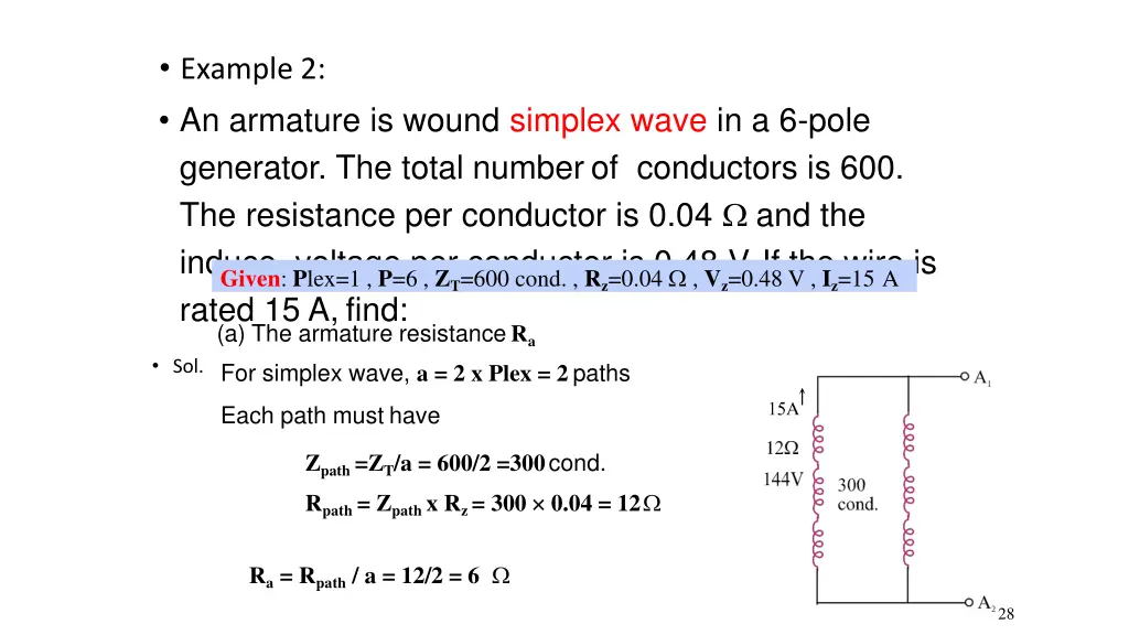 example 2 an armature is wound simplex wave