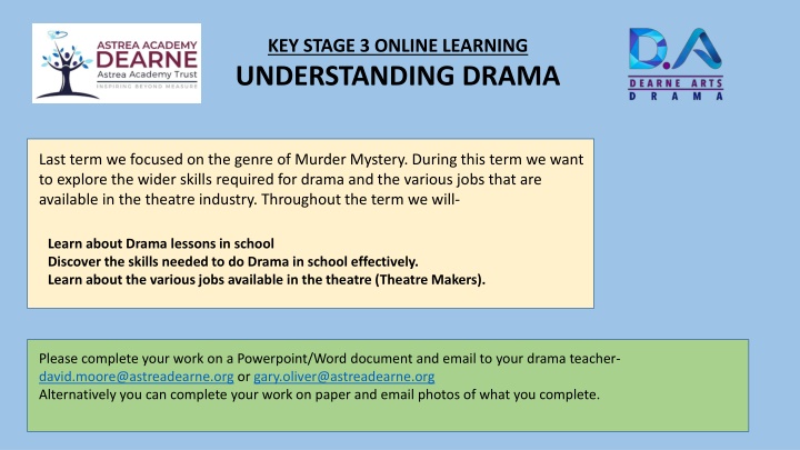 key stage 3 online learning understanding drama